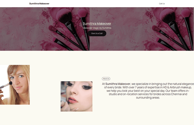 Screenshot of the Sumithra Makeover website